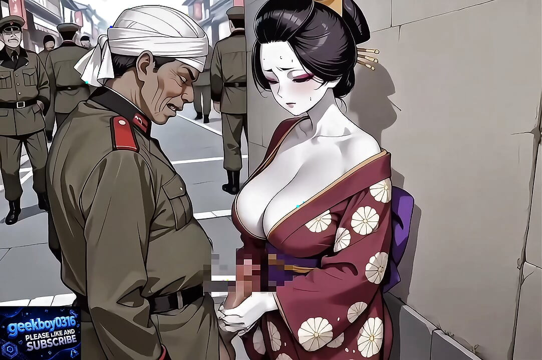 Japanese Kimono Girl Sex with Arab Man - Breeding Activity, 1946 - HENTAI AI Video