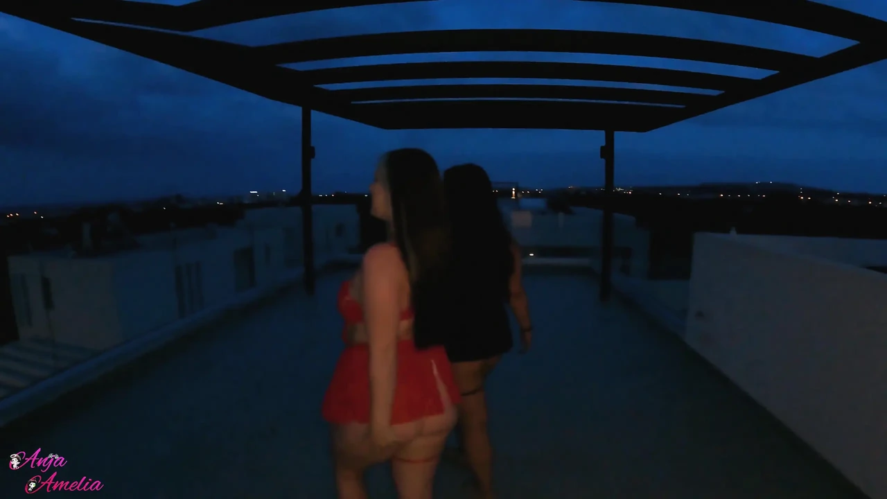 Threesome at the rooftop of our villa
