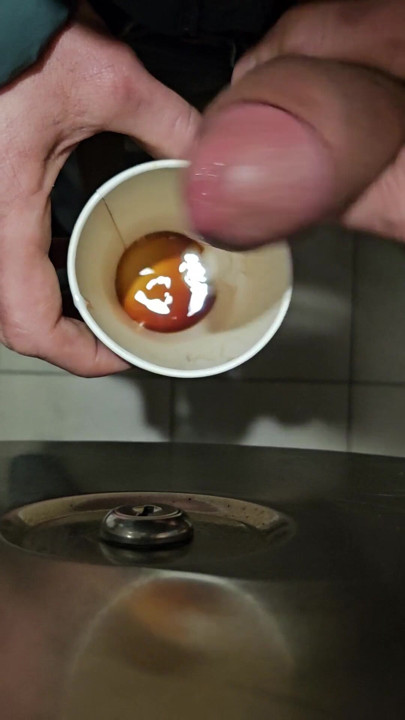 public Coffee cup refill with cum and piss at public toilette | Clip 1