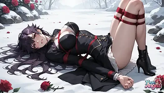 Snowy rose & crot sperma: pesta dildo bareng tante seksi di musim dingin