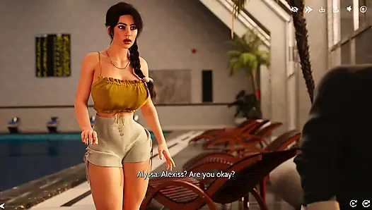 Alyssia ile gece geç saatlerde temizleme özel havuz başı sekse yol açıyor (3 boyutlu oyun)