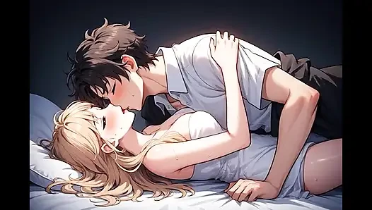 Yakın çekim öpüşme animasyonunda 3 boyutlu çizgi film, yapay zeka tarafından oluşturulan çizgi film içeriği, 18 yaşındaki anime kızın sansürsüz videosu