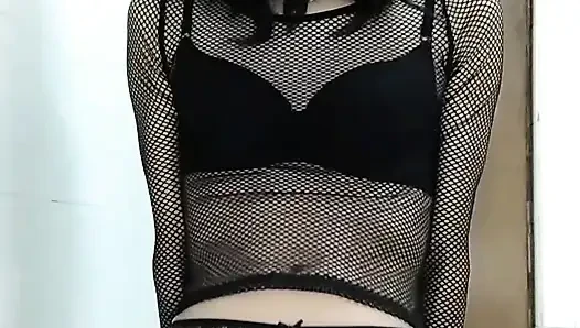 Tied up Shemale Rides Big Dildo and Sissygasm