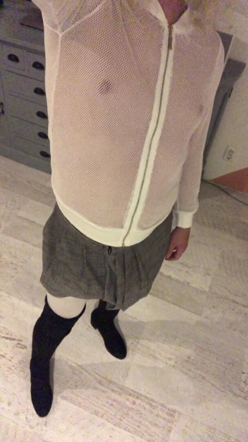 Come See My Girl Dick Babey I Got A Nicey Skirt, Panty And High Heel Boots For You in Mini Rock and Mini Jupe