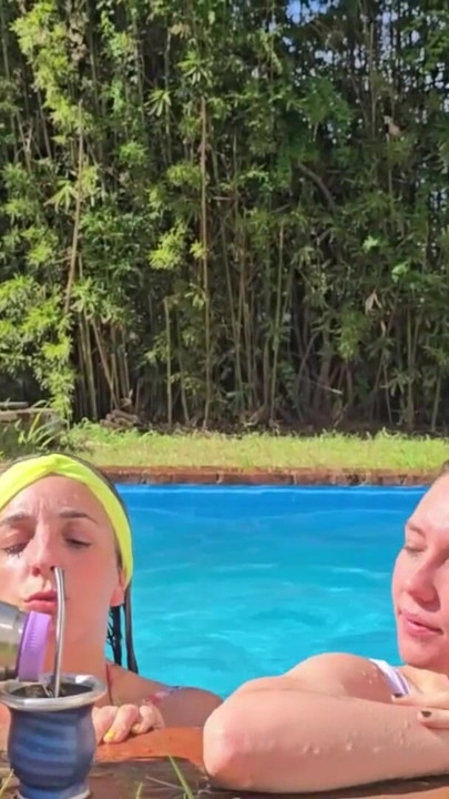 Stunning moment from "Two degenerates fuck in the pool while the neighbors see everything. ARGENTINE LESBIAN"