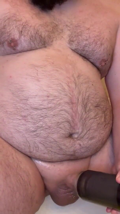 Chubbyfreak37 chubby hairy guy masturbates with sex toy in bathtub – intense orgasm – on Stripchat | Clip 2