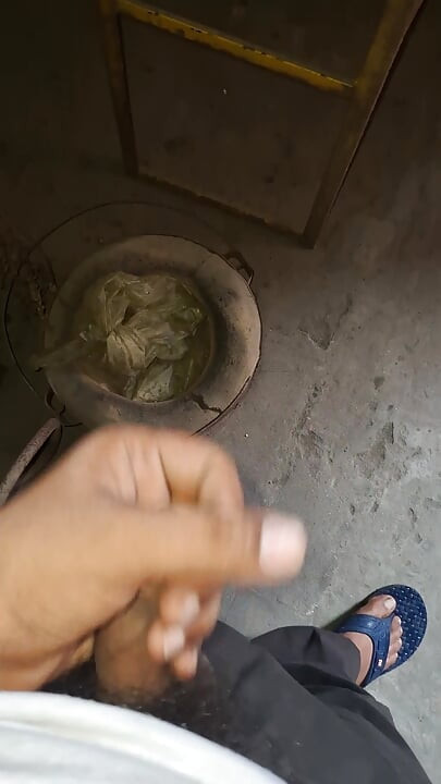 Masturbating in rain full of enjoy in open and bathroom cum
