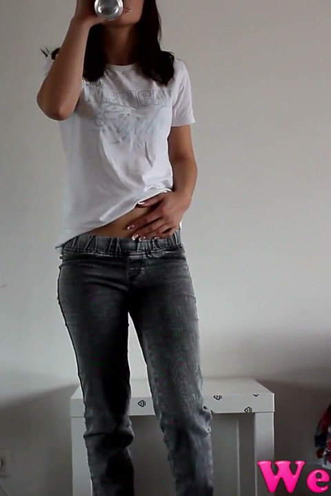 Wetting Her Jeans Really Well (shot From Another Angle)