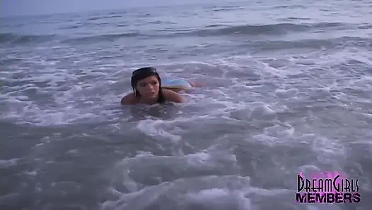 Three Hotties Make Out and Get Topless at a Public Beach