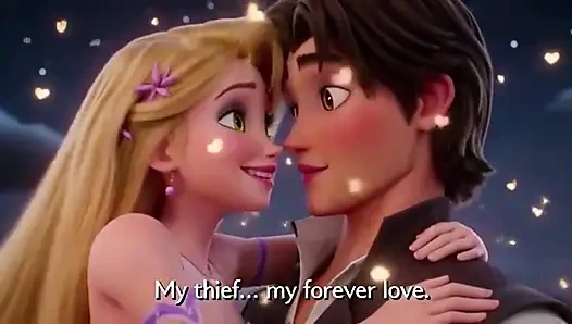 Rapunzel ve flynn binici fener kulesi tutkusu - romantik 3 boyutlu anime