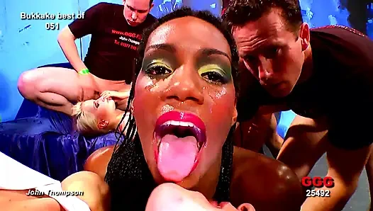 Ggg John Thompson - Blonde Slut Sucks Cocks in Wild Bukkake Orgy