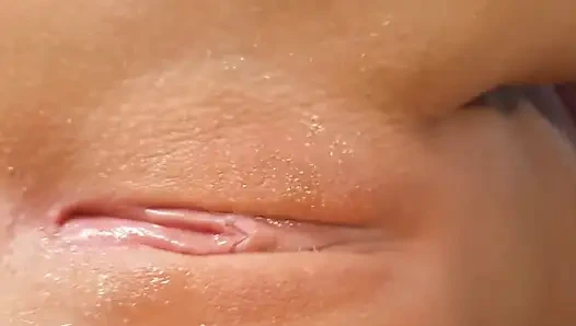Wet leaks and throbs with orgasm close-up