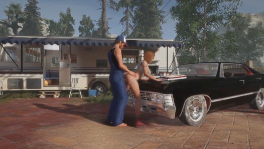 Trucker heeft seks op een chevy impala