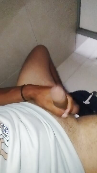 Caressing the Beautiful Cock in the Public Bathroom