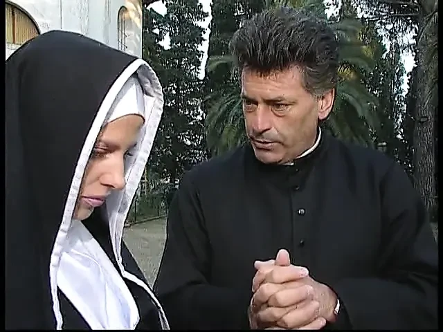 A dirty nun involved in an orgy with a shemale