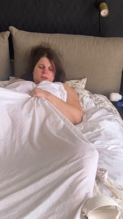 amateur WIFE masturbating pussy play under the sheets | Clip 1