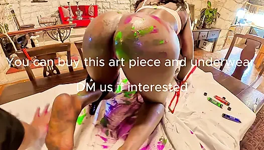 The masterpiece - I hire blackswan for my art piece and se delivers cum, squirt and piss on my canvas
