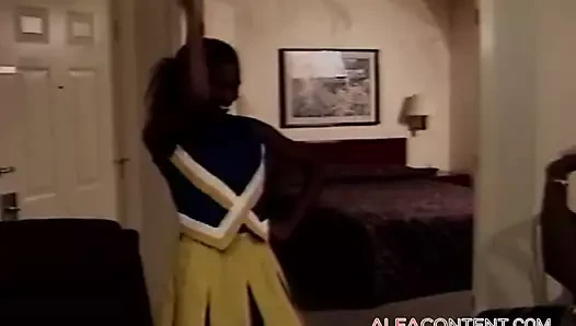 Nice black teen is demolished on the bed