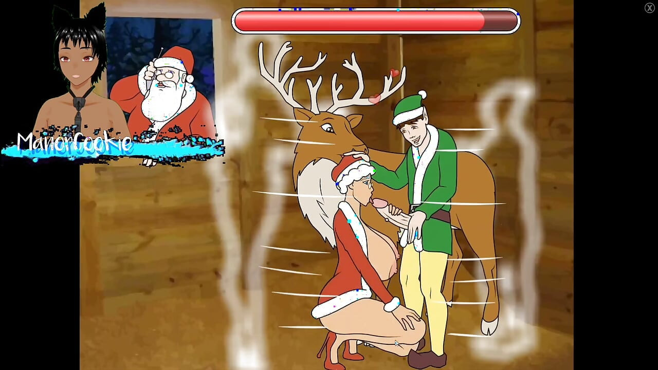 Unfaithful Mrs. Claus - Time to sneak around Santa to sick on tits and fuck her pussy