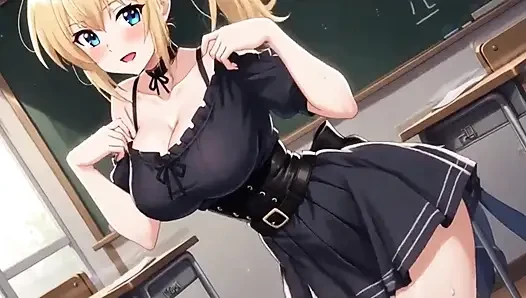 Horny Blonde Student: Short Skirt, Tit Play & Wet Pussy Masturbation Ai Generation