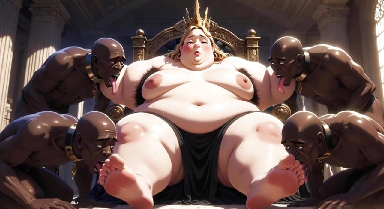 SSBBW Queen Body Worship - σκλάβοι γλείφουν ολόκληρο το σώμα της μέχρι να φτάσει σε οργασμό