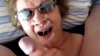 Ugly woman over excited to get facial treatment