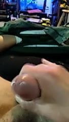 Stroking my dick.