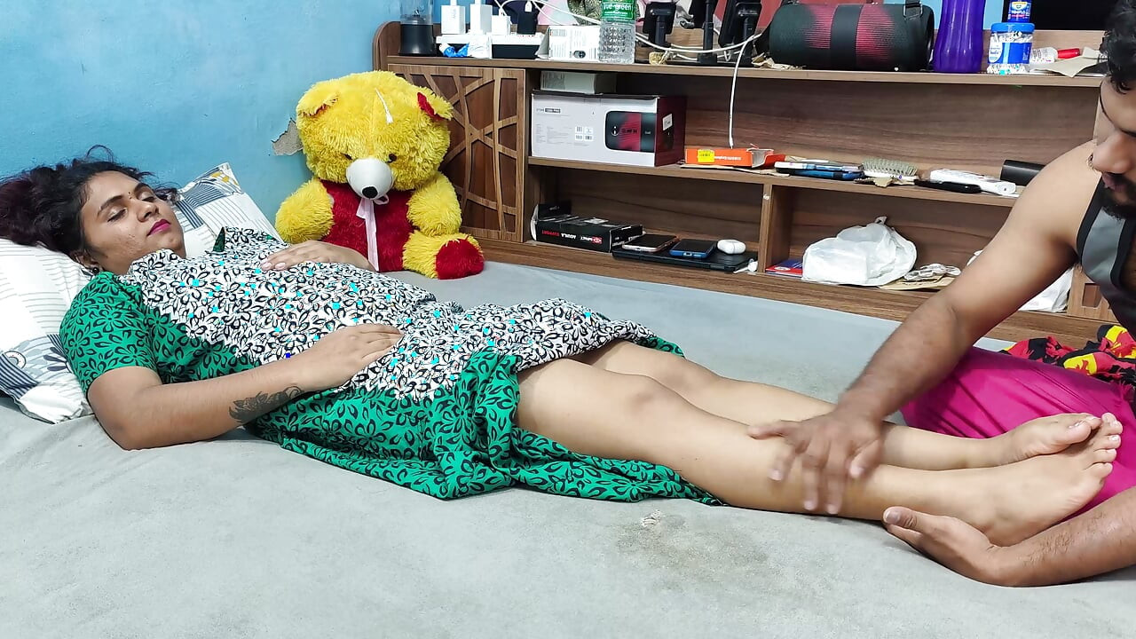Malayali wife feet massage doing by husband