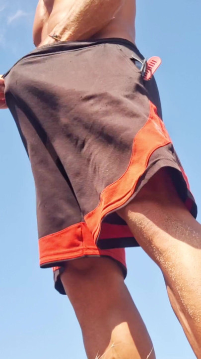 Masturbating my Big cock in a public beach - walking excited | Clip 1