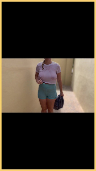 Wifey wet shirt in the pool with perfect braless tits