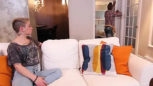 Bodybuilder Fucks Small Skinny Woman in Bed