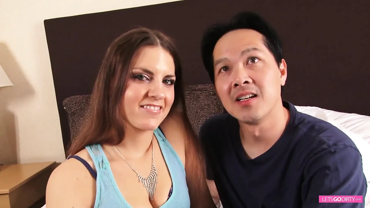 Casting and first fuck for the camera with her Asian boy