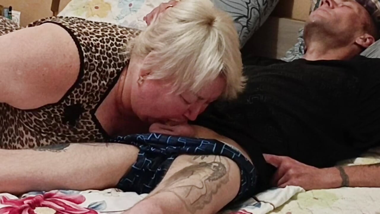 Neighbor swallows mouthful of hot thick cum