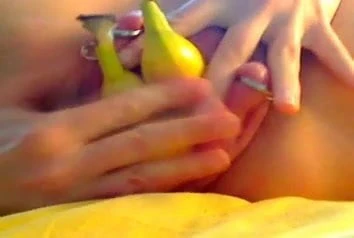 pumped pussy eats bananas