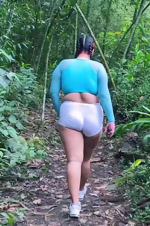 Chubby with Glasses Training in the Woods Lets a Stranger Rip Her Pants