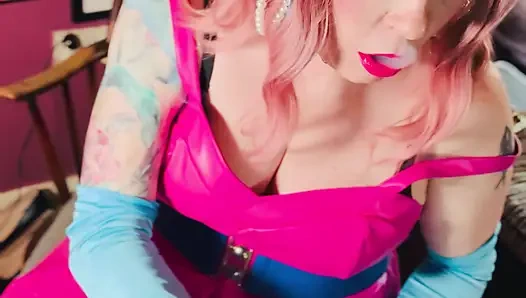 It's A Sin! Tina Snua In Leather & Satin Gloves Smokes A Cork Cigarette - OMI OME Snap Inhales Drifting Smoke Smoker