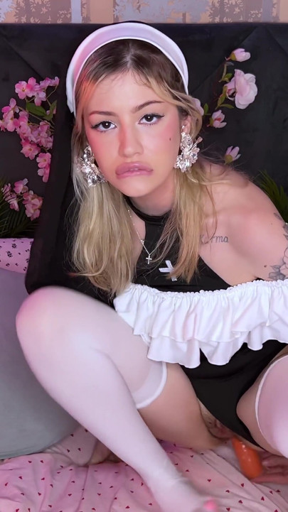 Nun Carrot Fuck - Sacred Slut Sucks and Takes It Deep in Pussy and Ass | Clip 2
