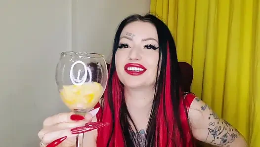 Spit fetish. Mistress sucks lemons, which required more saliva to prepare a special cocktail of spit, drool, and chewed lemons f