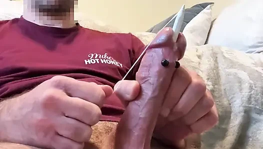 Horny morning wood sounding my hard cock