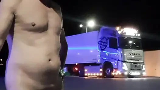Naked at the gas station