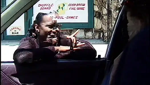 Bubble butt ebony gives a sloppy blowjob before getting fucked