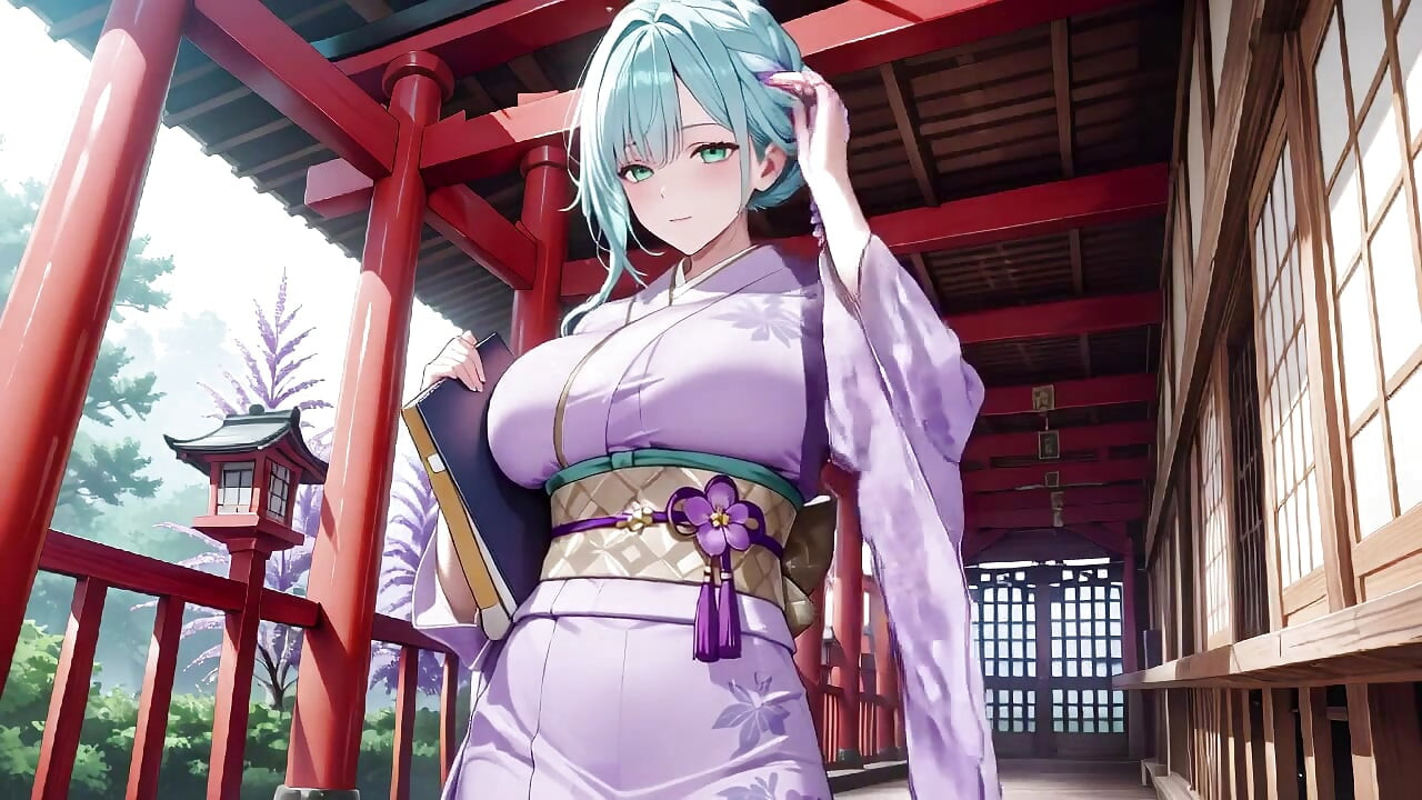Purple Kimono Goddess! Can't Handle the Wetness Under the Red Torii Gate