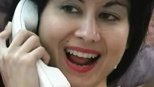 Gal on phone gets her face spooged.