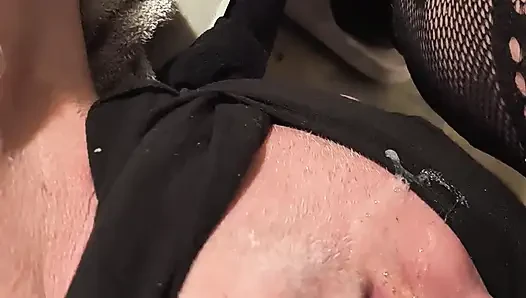 Fucking his throat with strapon