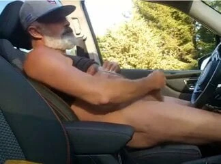 daddy jerking off in car