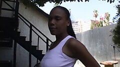 Young black girl comes to receive and gets deep anal penetration