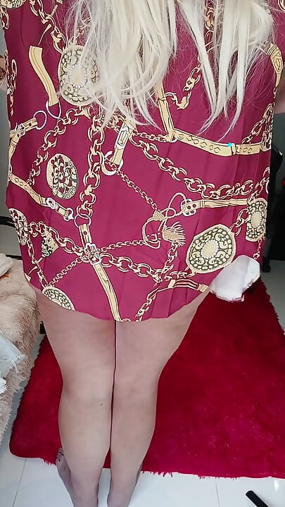 Wearing a Little Dress and String Bikini Bottoms, Leaving a Little Cum in My Panties at the End