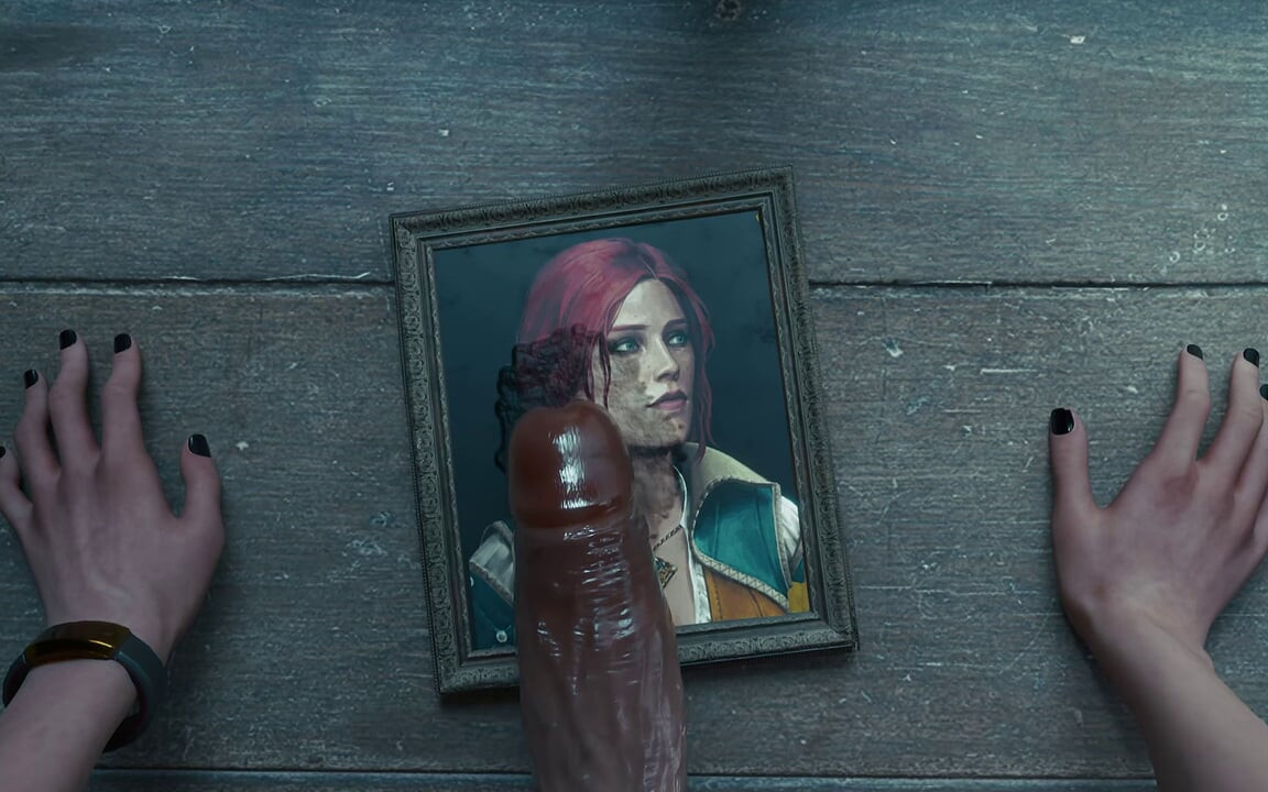 Distracția de noapte a lui Ciri - Futanari Spermă pe roșcata Triss Portret animație 3D