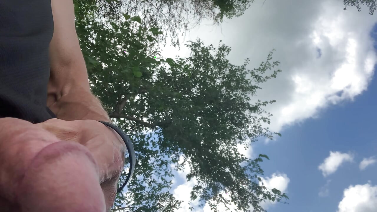 Outdoor cock pre cum and hot piss