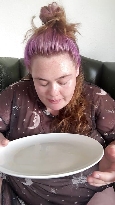 Huge Hungry BBW Stuffing Herself at Breakfast
